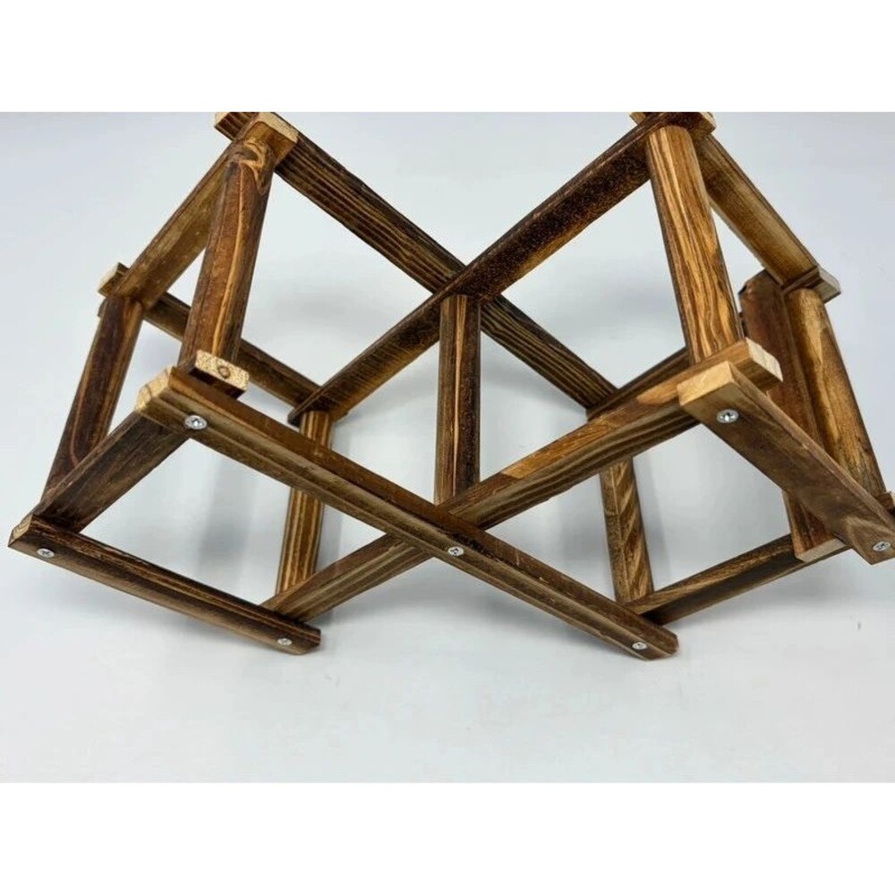 Vintage Wooden Folding Wine Rack Collapsible Stand Rustic